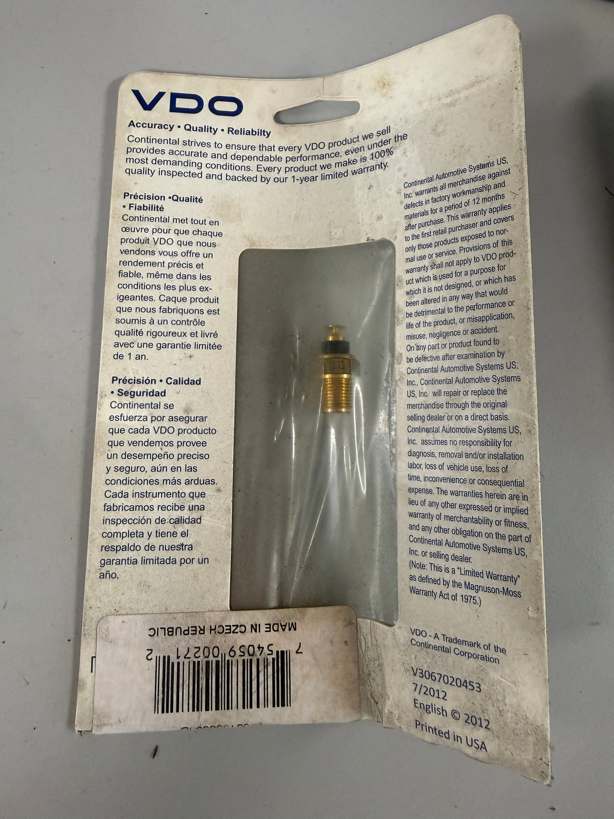 VDO 323-086 single-station fluid temperature sending unit