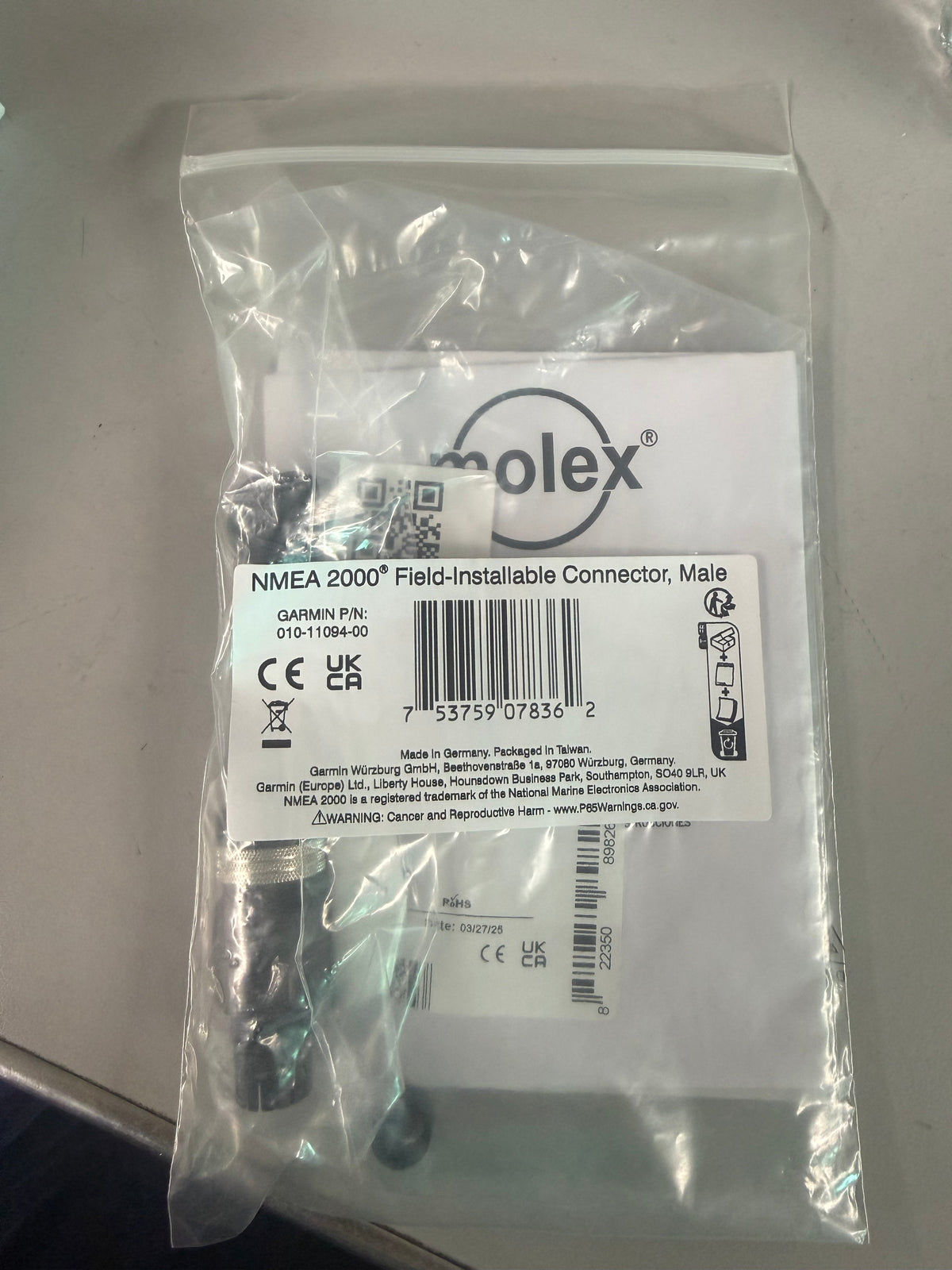 Garmin NMEA 2000 Field-Installable Connector, Male (Part Number: 010-11094-00