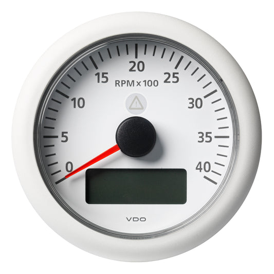 Veratron 3-3/8" (85MM) ViewLine Tachometer w/Multi-Function Display - 0 to 4000 RPM - White Dial & Bezel - A2C59512397