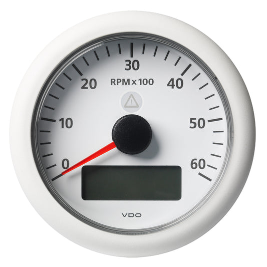 Veratron 3-3/8" (85MM) ViewLine Tachometer w/Multi-Function Display - 0 to 6000 RPM - White Dial & Bezel - A2C59512399