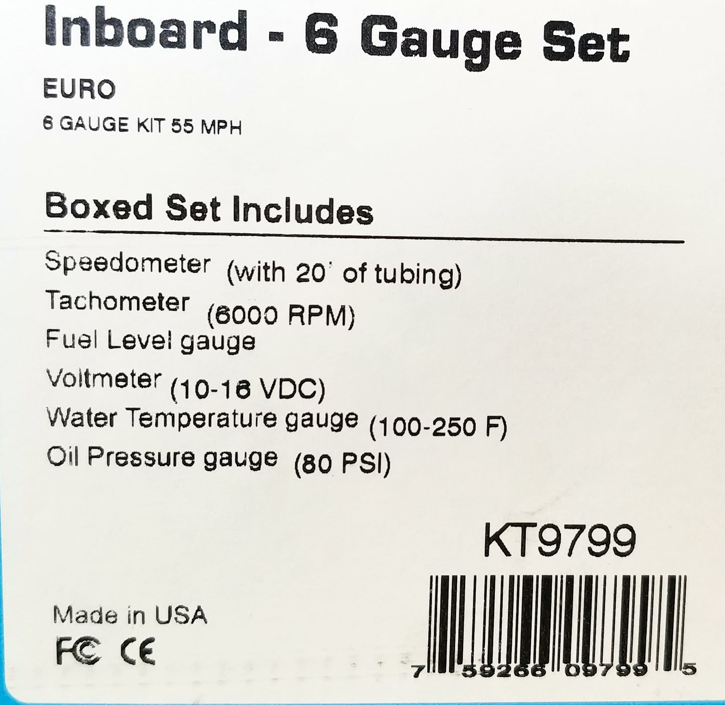 Faria Euro 6 Gauge Inboard Box Set - KT9799