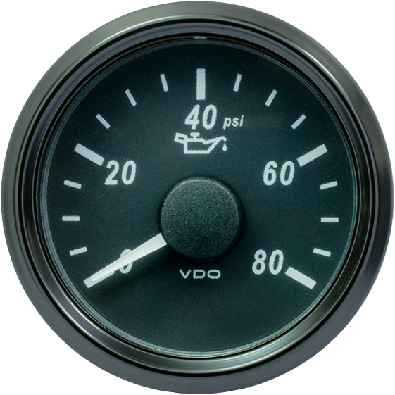 Manómetro de presión de aceite SingleViu de 52 mm y 80 psi. Se requiere un transmisor de 0-180 ohmios sin arnés - A2C3833190001