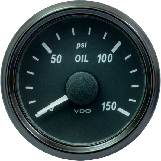 SingleViu 52mm 150psi oil pressure gauge. 0-180 ohm sender required without harness - A2C3832700001