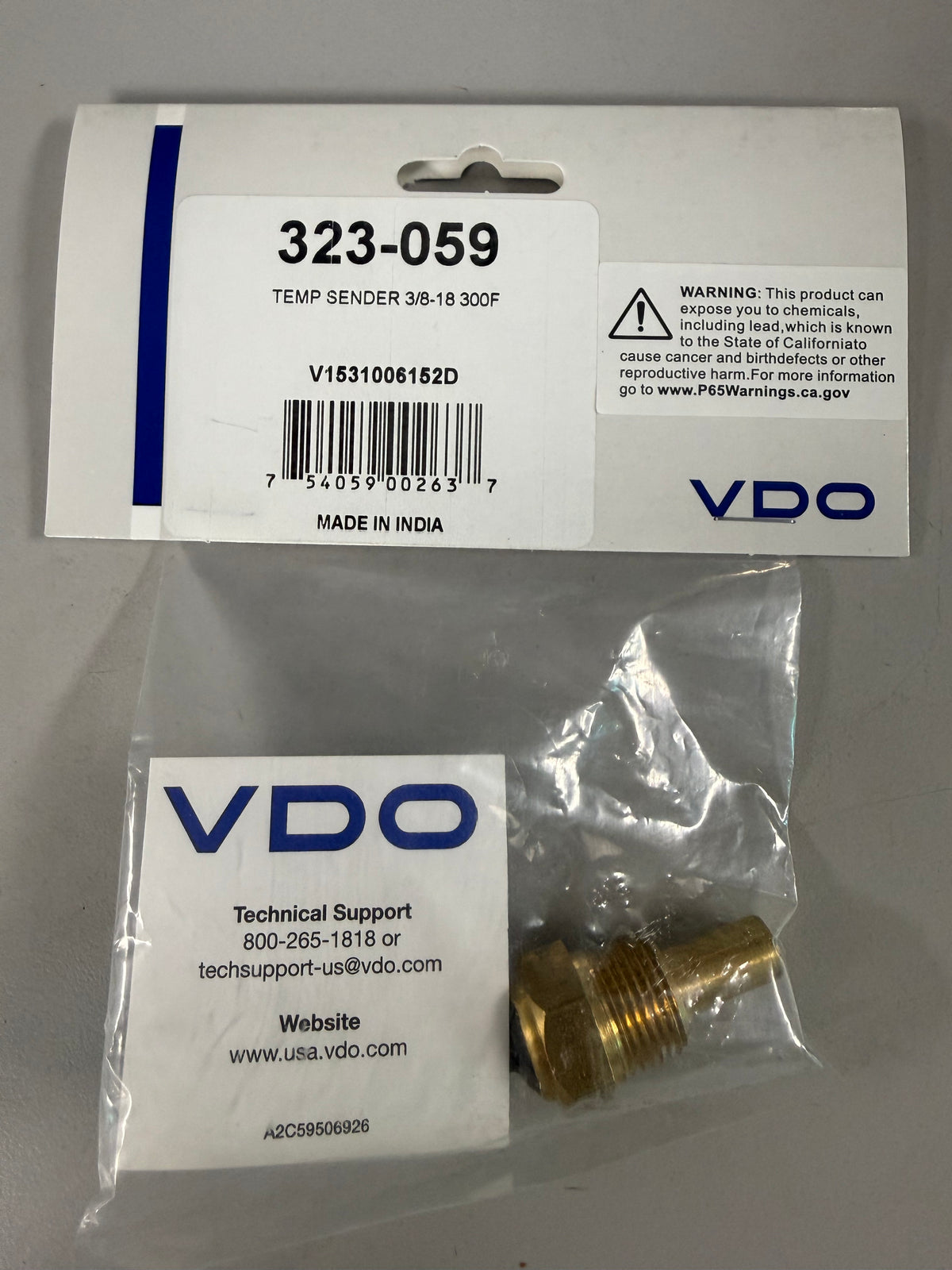 VDO 323-059 single-station electrical fluid temperature sending unit
