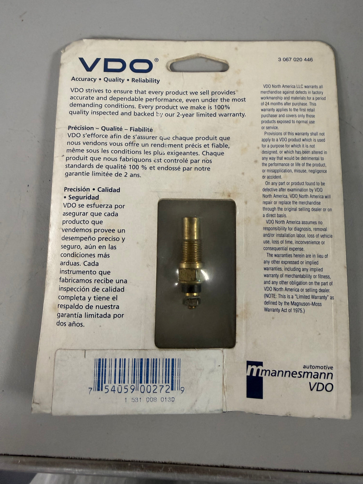 VDO 323-087 outside ambient air temperature sending unit