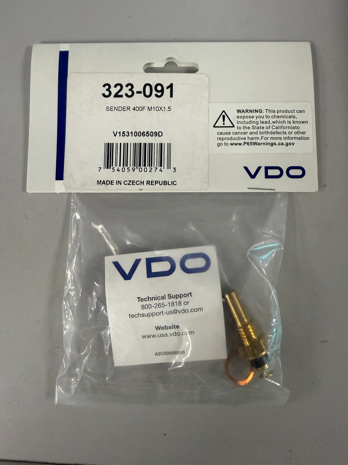 VDO 323-091 single-station electrical fluid temperature sending unit