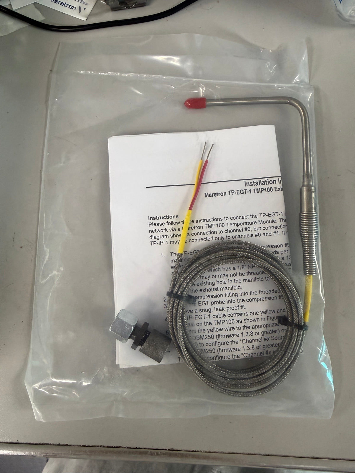 Maretron Exhaust Gas Temperature Probe (TP-EGT-1) an accessory sensor designed to monitor diesel engine exhaust gas temperatures on a NMEA 2000 network