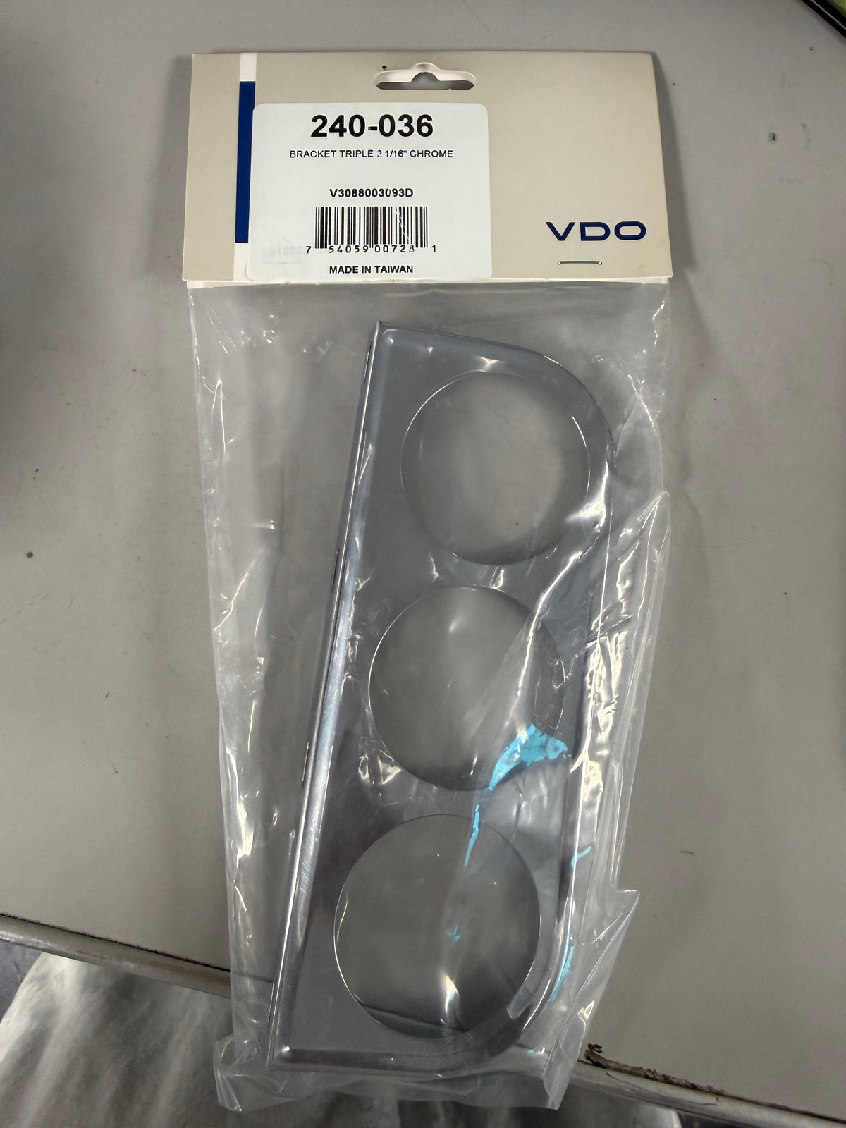 VDO Three-Hole Under-Dash Gauge Mounting Bracket in Chrome #240-036
