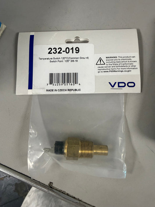 VDO standard-ground electric temperature switch rated for 6V to 24V systems #232-019