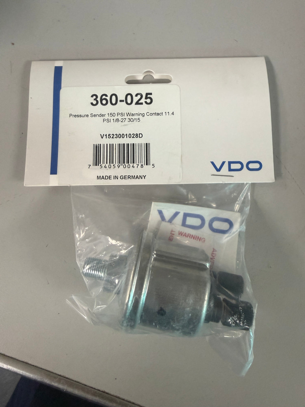 VDO SENDER PRESS 150PSI WC11.4 1/8-27 30/15 #360-025