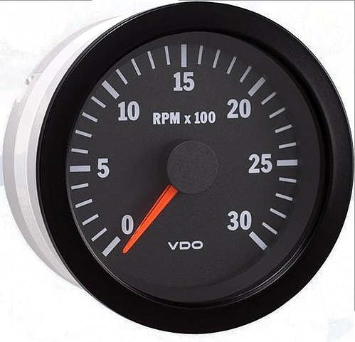 Tacómetro Vision Black de 3000 RPM, 3 3/8" con horómetro, 12/24 V - 333-162