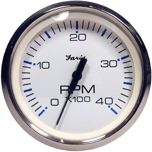 Faria Chesapeake White SS Tachometer 4000RPM Diesel - 33818