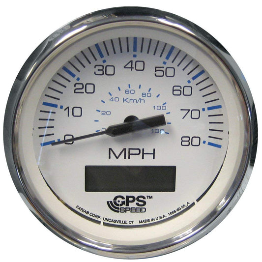 Faria Chesapeake White SS Speedometer 80MPH GPS LCD - 33829