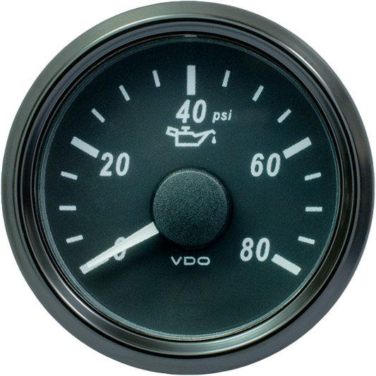 SingleViu 52mm 80psi oil pressure gauge. 0-180 ohm sender required without harness - A2C3833190001