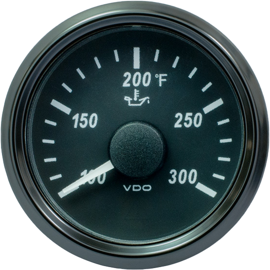 Medidor de temperatura de aceite SingleViu de 52 mm y 300 °F. Se requiere un emisor de 322-18 ohmios sin arnés - A2C3833410001 