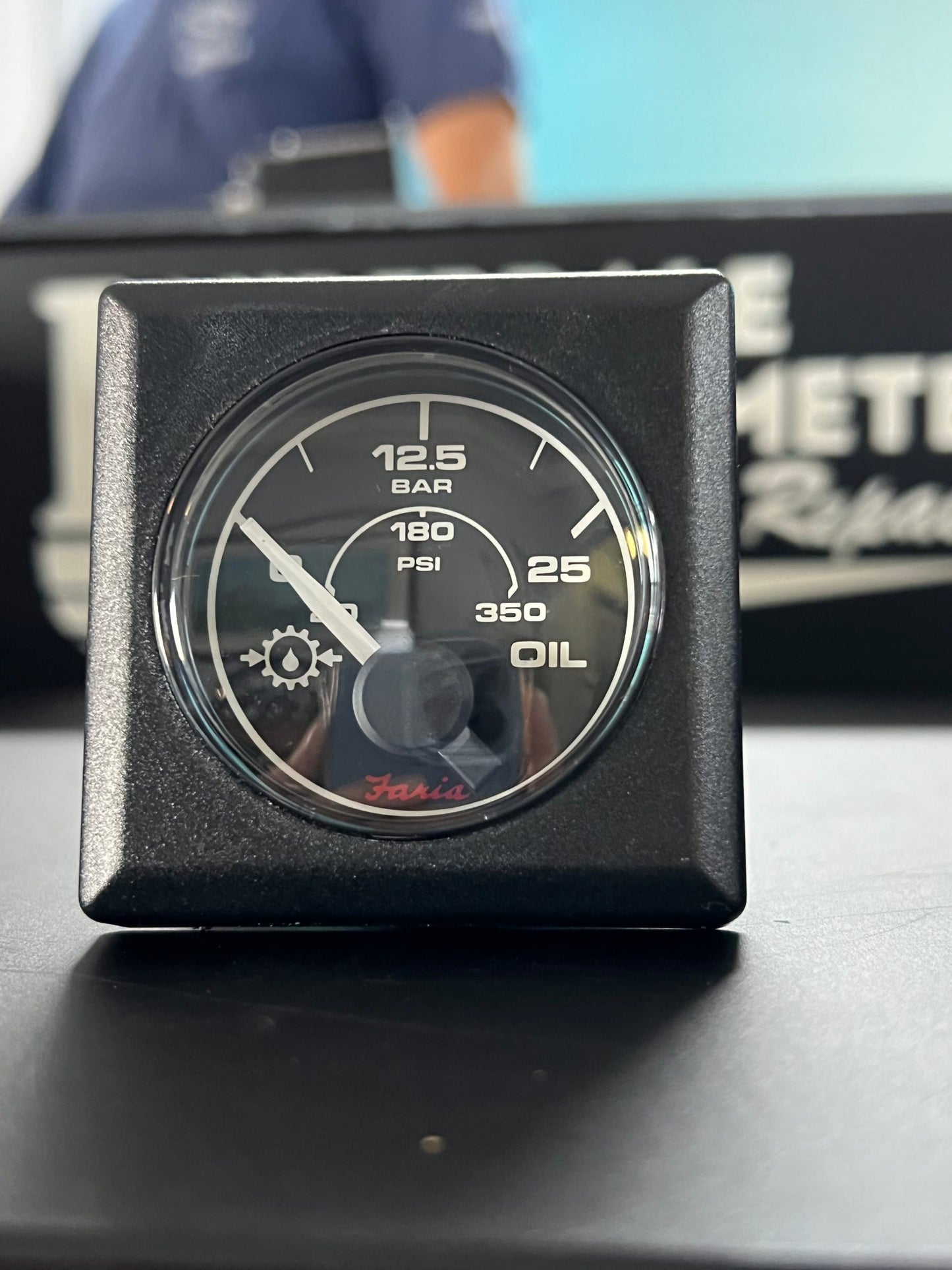 Faria Black Transmission Pressure Gauge Square Bezel 13208