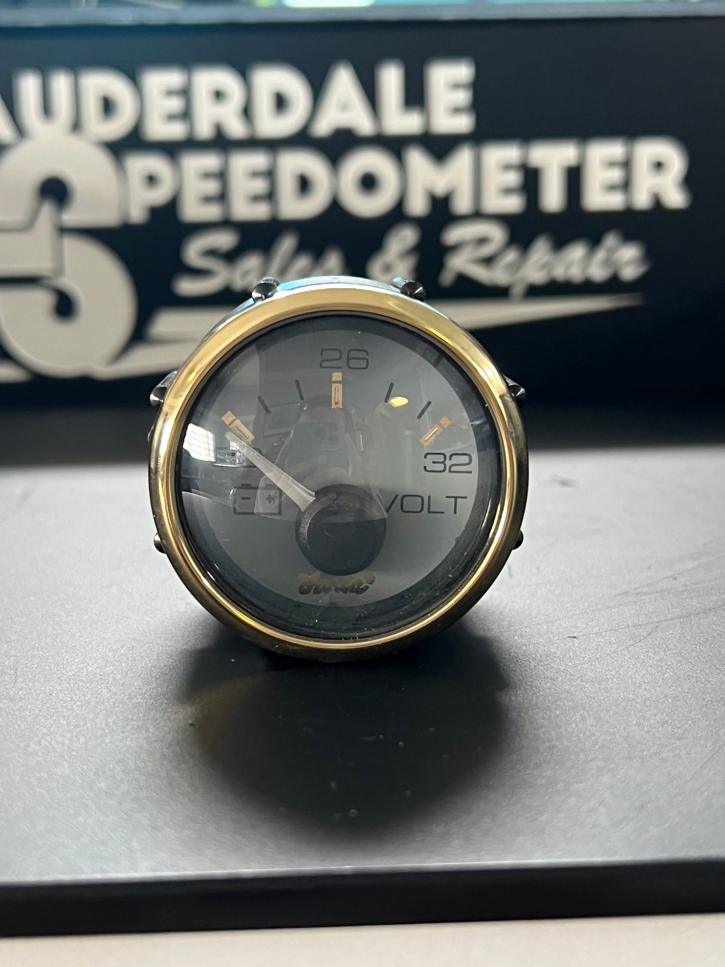 Faria 24 Voltmeter Gauge Gold Bezel 14560